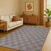 Living Room Rug Checkered Jute Look Beige 120x160