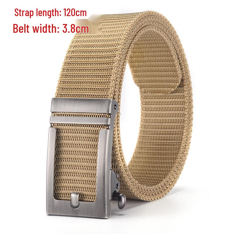 Men's Tactical Canvas & Nylon Woven Belt with Leather Trim - Elastic and High-End Accessory