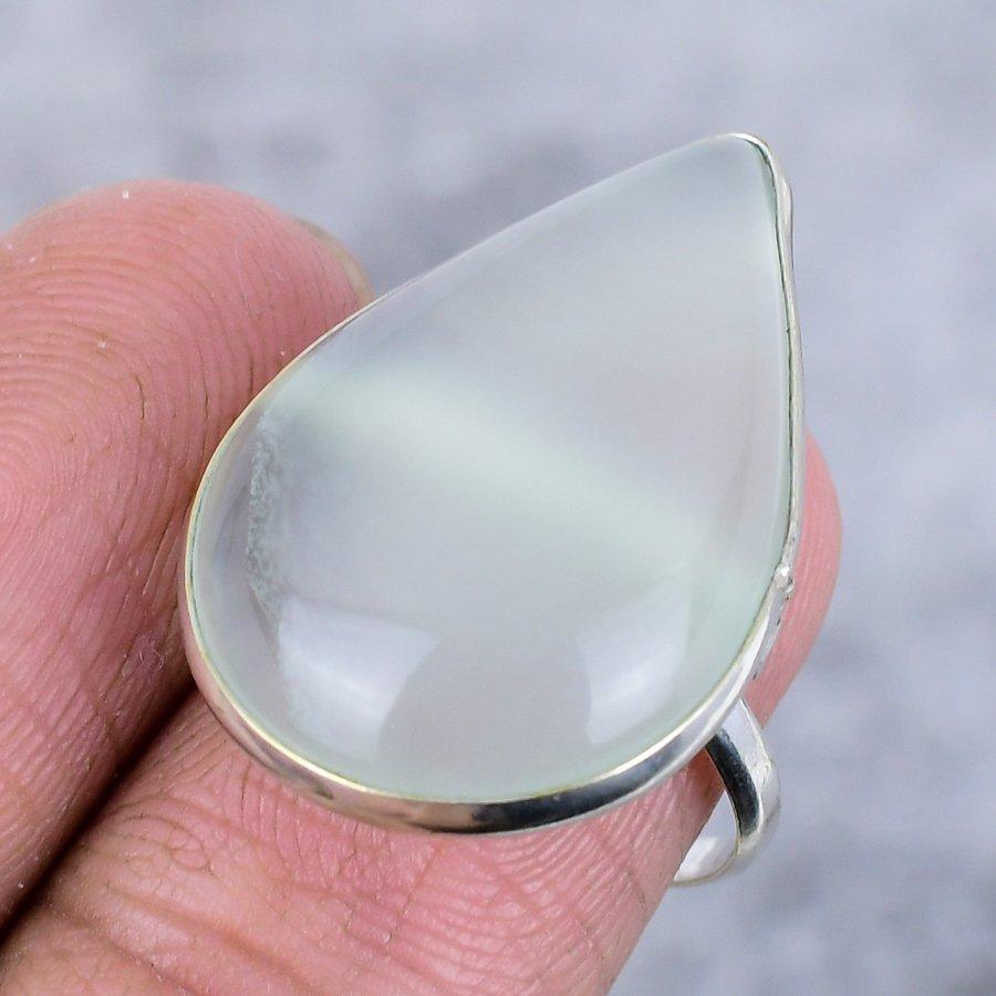 Aqua Chalcedony Handmade 925 Sterling Silver Jewelry Ring Size 8 F8C74