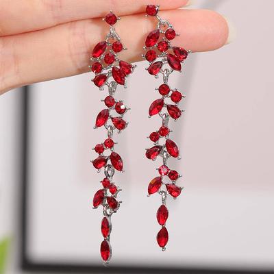 2 Pieces Of Women's Wheat Ear Long Tassel Full Diamond Earrings With A Retro Style, Popular On The Internet-4340