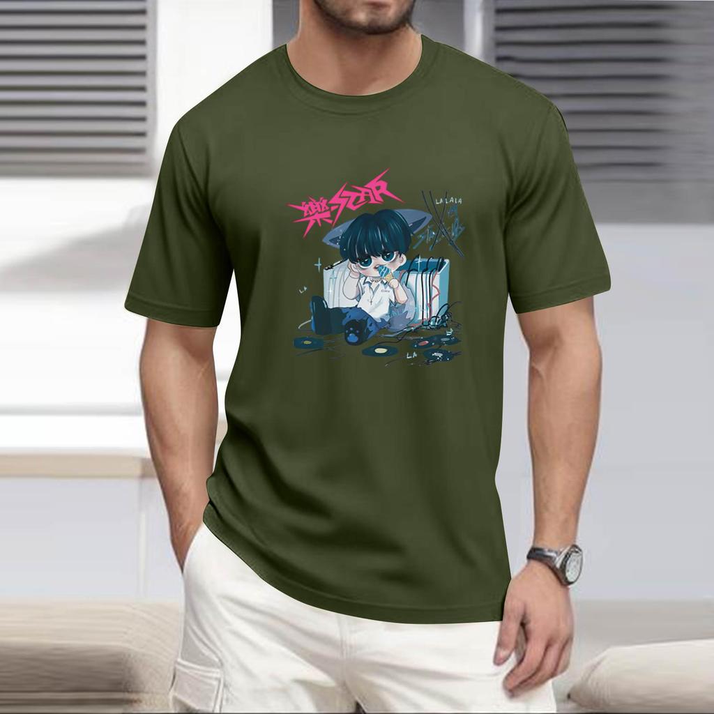 Men's Popular T-shirt Printed Round Neck Short Sleeve T-shirt