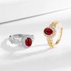 925 Sterling Silver Elegant Oval Pigeon Blood Red Zircon Bright and Steady Ladies' Evening RingGood Product