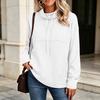 Women's Long Sleeve High Neck Pullover Sweatshirt with Pocket Color Casual Top