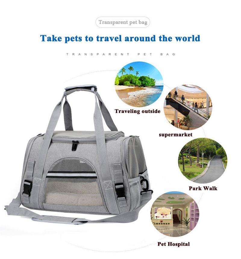 Travel Pet Bag Portable for Outdoor Carrying One Shoulder Diagonal Cross Pet Box Foldable Breathable Transparent Cat Dog Bag