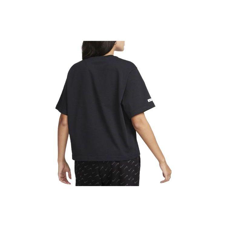 Nike Sportswear Classic Logo Print Loose Round Neck Short Sleeve T-Shirt Women Tops Black FQ6600-010