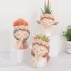 Cute Plants Flower Pot Resin Succulent Planter Flower Vases Little Girl Garden Decoration for Home Office Plant Pot