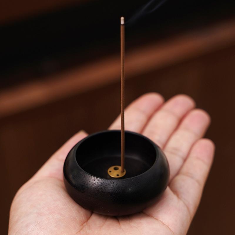 Black Walnut Solid Wood Incense Holder Stick Handmade Tea Ceremony Round Incense Burner Agarwood Tray Holder Home Decoration