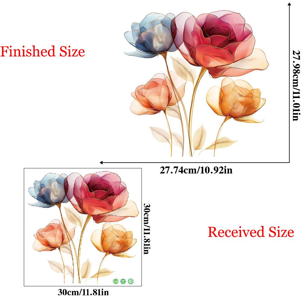 Colored Flower Wall Stickers Bedroom Living Room Corridor Entrance Background Floral Wall Stickers Bathroom Cabinet Ceramic Tile Decoration Decal