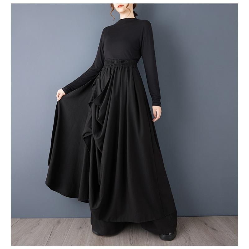 DIMANAF Dámské spodní díly nadměrných velikostí Nové dlouhé kalhoty Sukně Volné kalhoty Velká velikost Ležérní Jaro Podzim Jednobarevná Černá