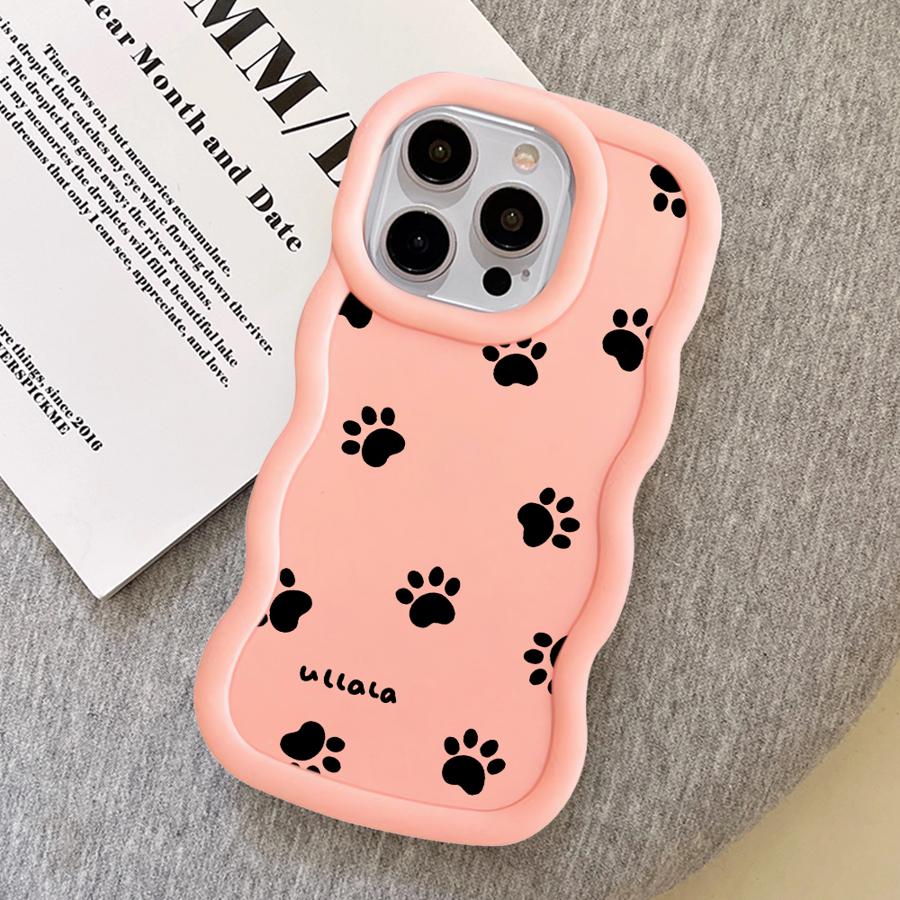 Cute Kitten Paw Prints Case for iPhone 16 Pro Max 14 XR 8 11 13 17 Air 12 15 Plus Soft Phone Cover