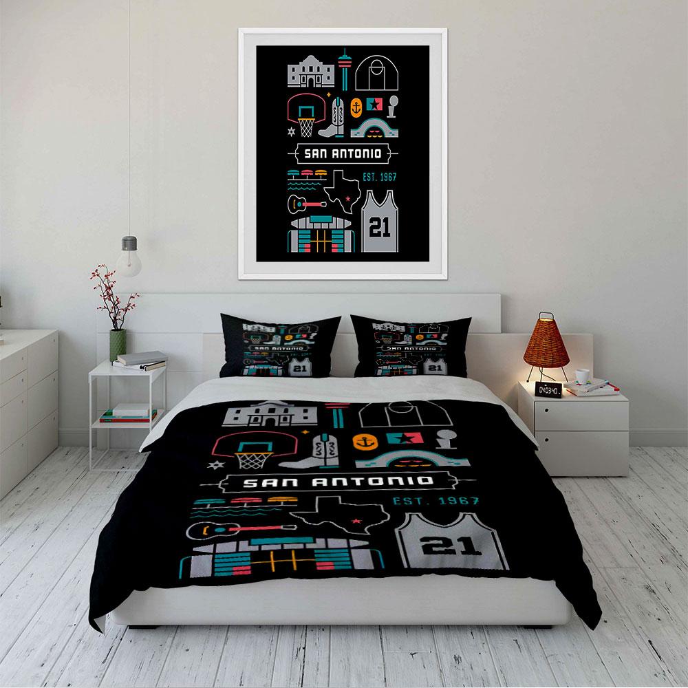 San Antonio Iconic Landmarks Bedding Duvet Cover Set Duvet Cover Pillowcases (1*Duvet Cover 2*Pillowcases, without duvet insert)