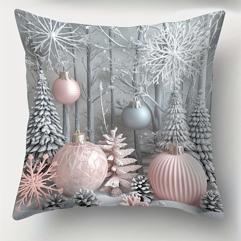 Růžové a šedé povlaky na polštáře s vánočním potiskem: Slavnostní dekorace pro váš domov pohovky, povlaky na polštáře do ložnice, sváteční dárky