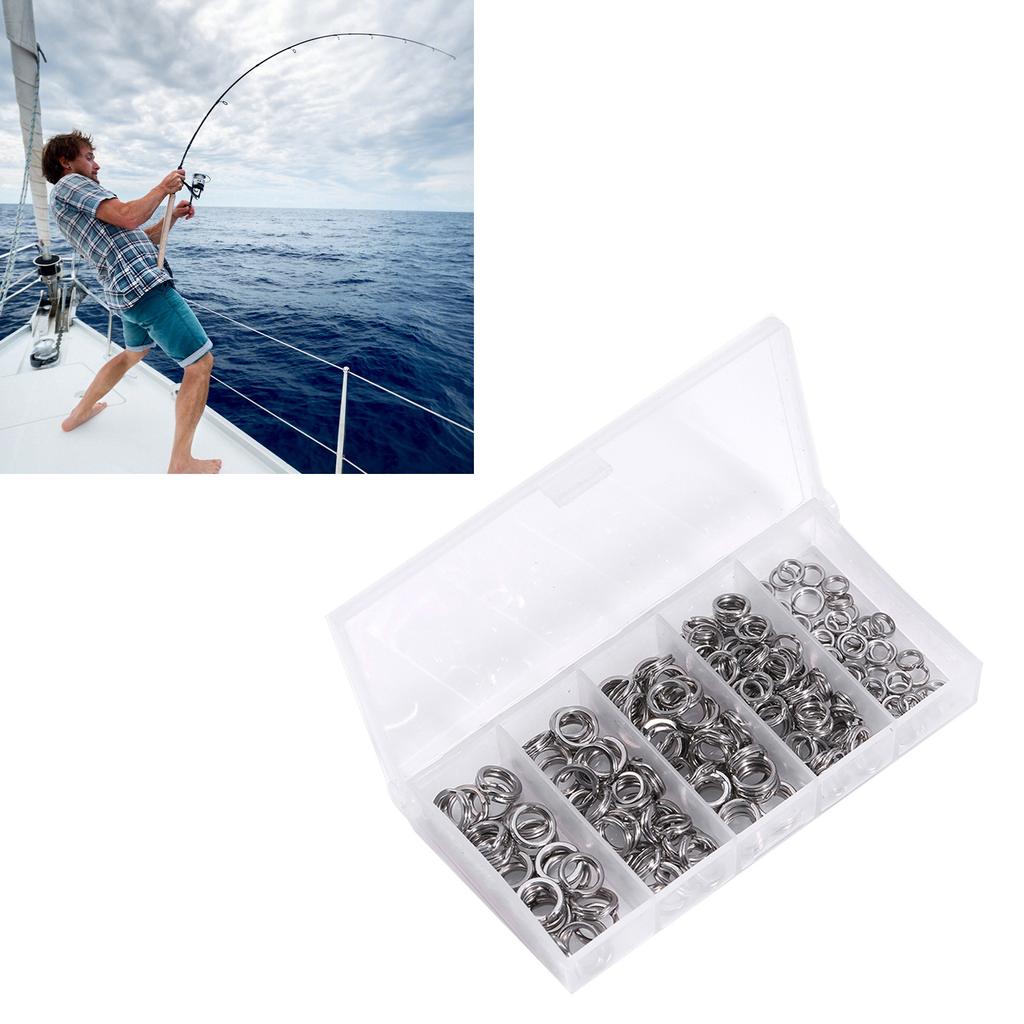 200pcs Hvy Duty Stainless Steel Fishing  Lit  S Bait Connectors 5 Sizes Corrosion Resistant Fast    Back with Plastic Box for Fishing Accessor
