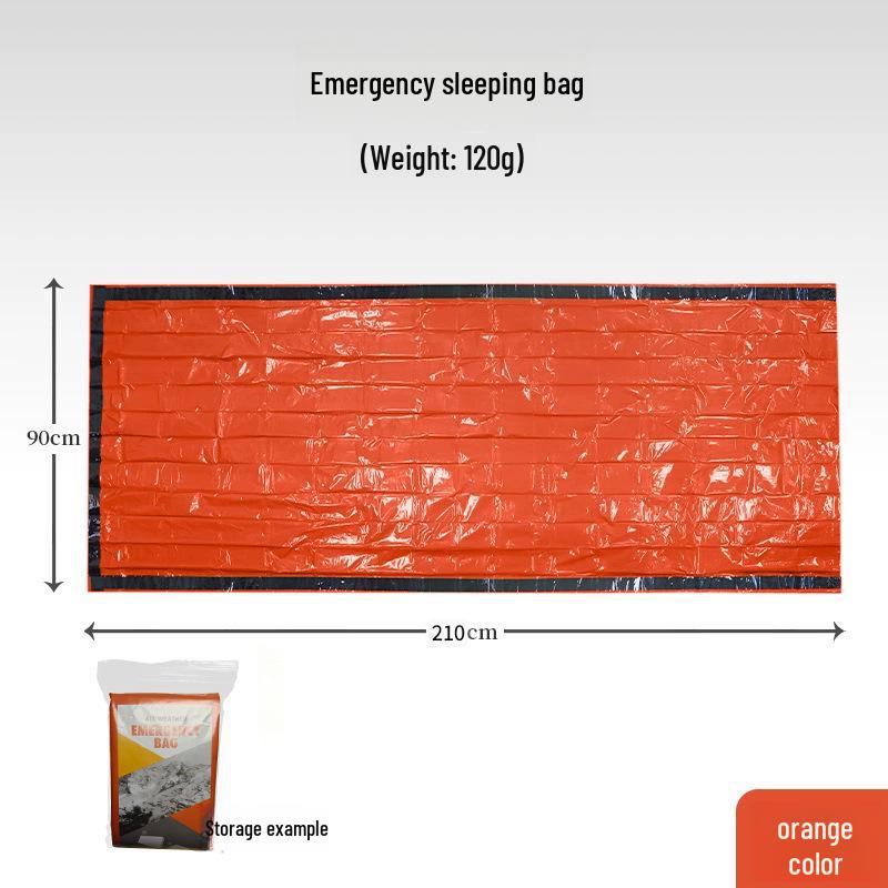 

Аварийный спальный мешок и плащ-палатка из полиэтиленовой алюминиевой пленки Sleeping Bag оранжевый