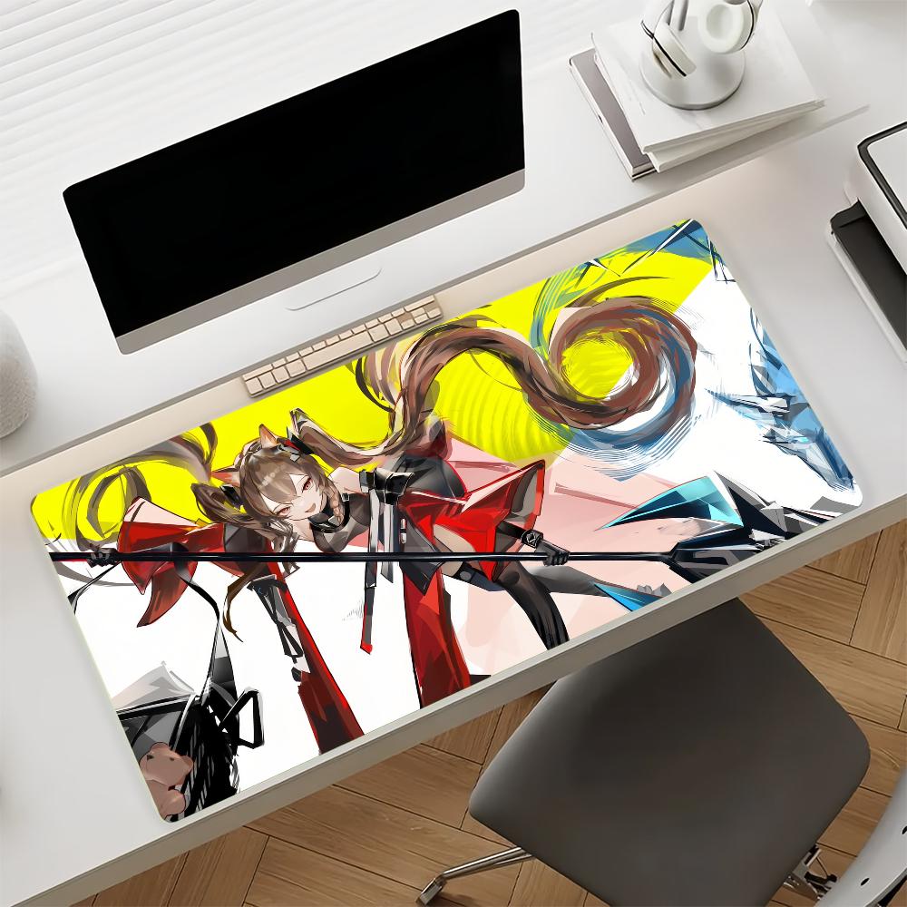 Gaming Mouse PadLarge Desk MatAntislipStitched EdgesRed Black Cat Ears Anime Girl Print Keyboard Pad for Gamer Home Office