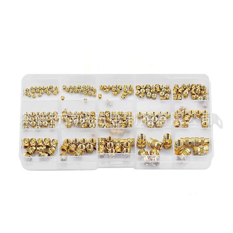 Boxed Hot Melt Copper Insert Nut Set, 220/300PCS, Double Herringbone Design