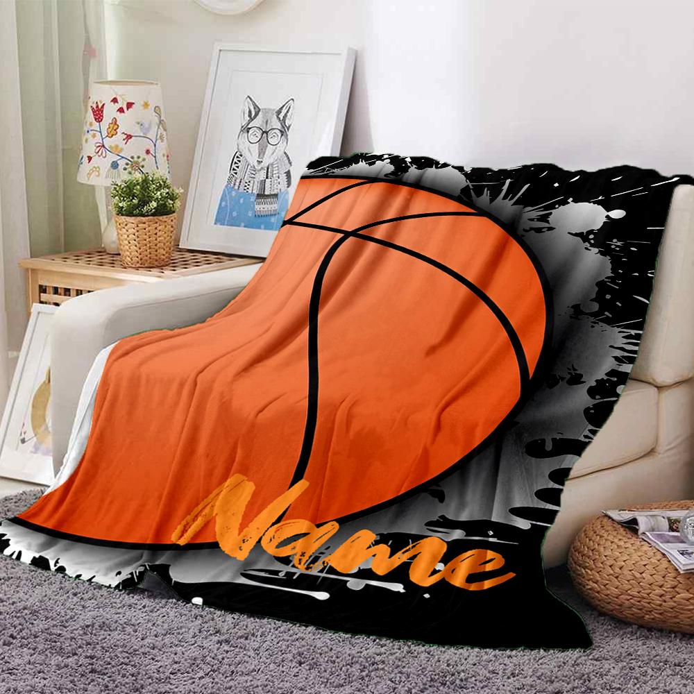 Custom Name Basketball Theme Printed Blanket - Perfect for Couch, Bed, Travel & Outdoor Use | Machine Washable, Cozy & Durable.
