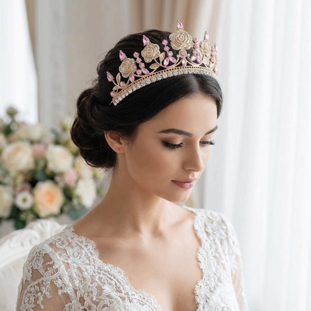 Sparkling Baroque Crystal Crown Gorgeous Dazzling Luxury Crystal Tiara Shiny Vintage Baroque Queen Tiaras Gorgeous Accessories