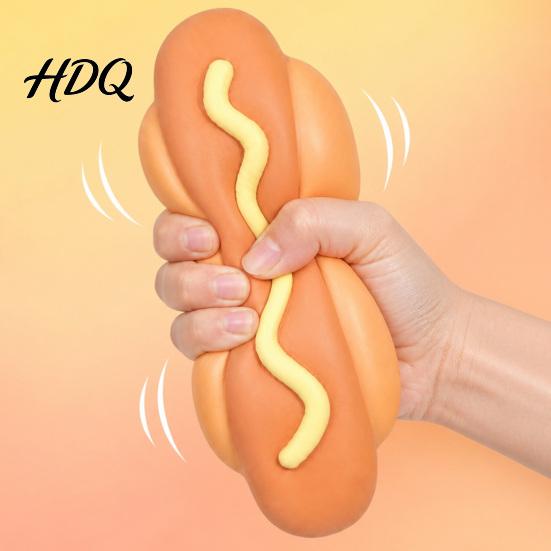 Large Slow Rebound Pinch Toys Giant Hot Dog Squeeze Toy 8.3" Rising Realistic Food Shaped Unique Stress Reliever for Colleagues Soft Ball