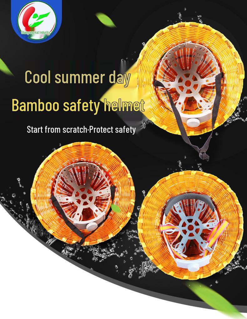 Bamboo Weaving Safety Helmet - Sunshade, Breathable, Anti-Smash, Industrial Protection