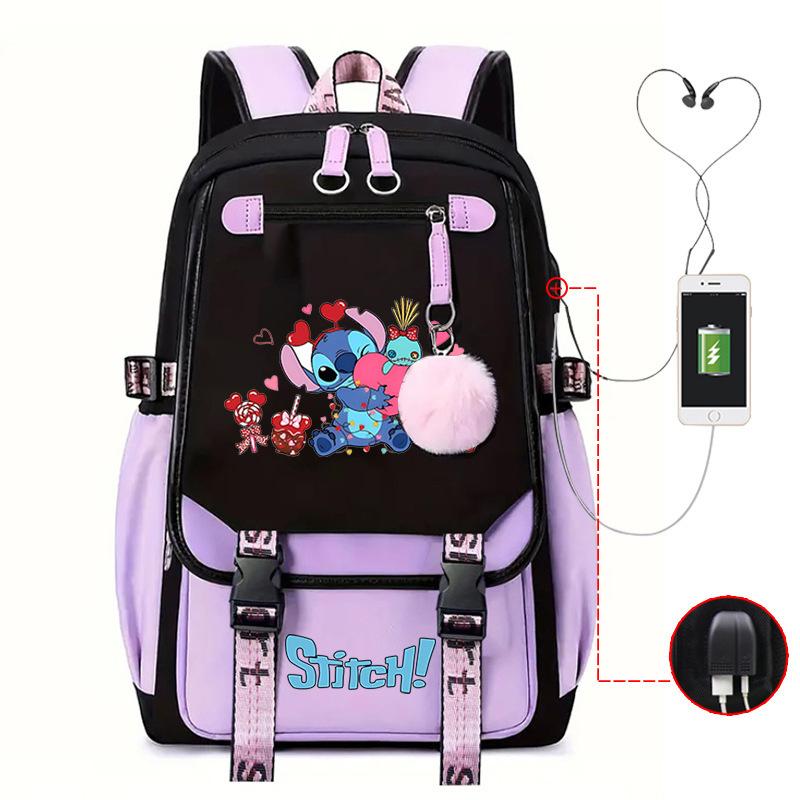 Cartoon Schoolbag Junior High School Student High School Student With Usb Multi-Function Student Schoolbag