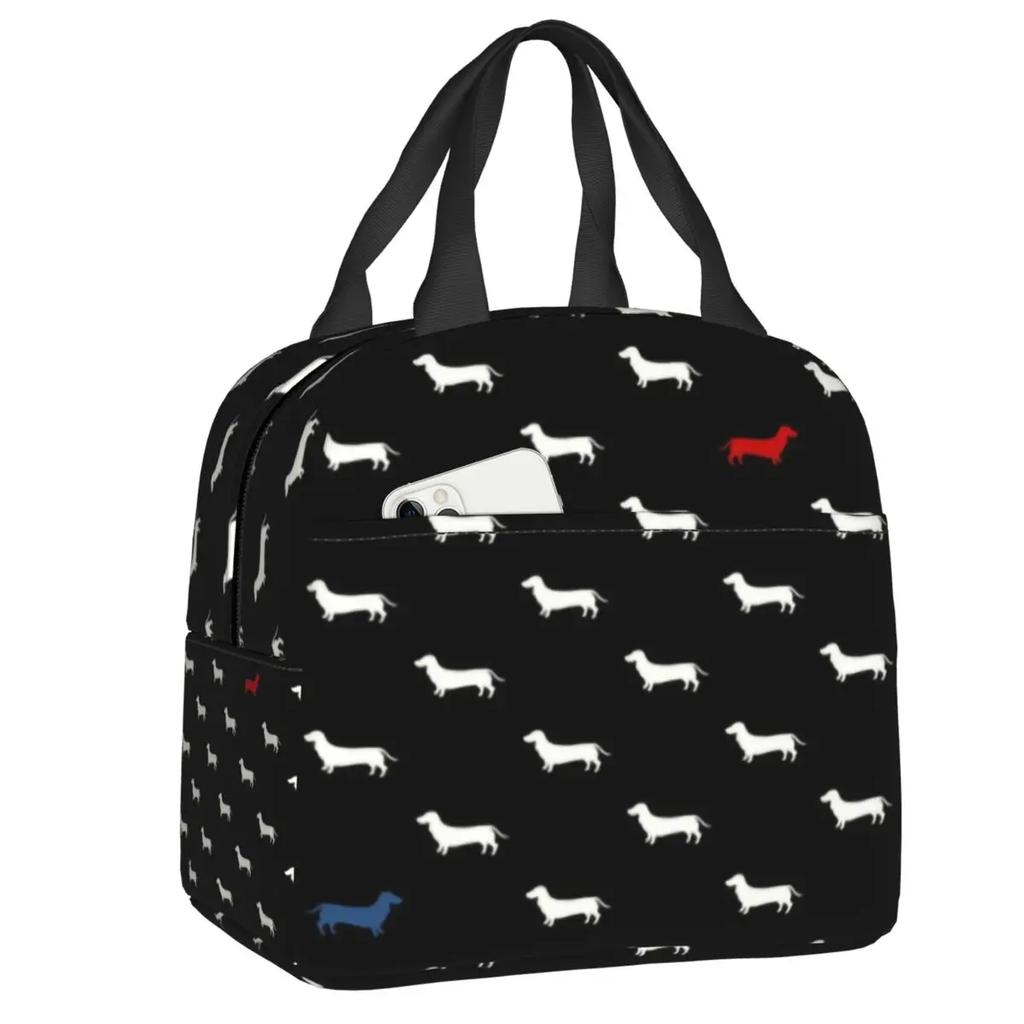 Dachshund Thermal Insulated Lunch Bag Women Badger Sausage the Wiener Dog Lunch Tote for Outdoor Camping Travel Storage Food Box