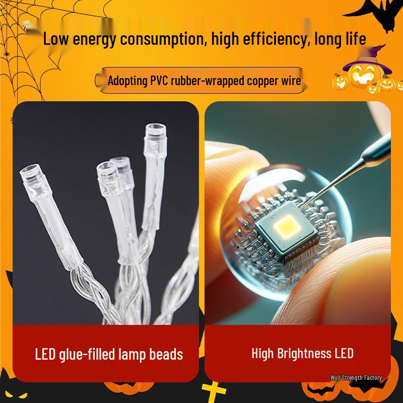 Light-Up Pumpkin String Lights for Halloween Decor and Party Ambiance