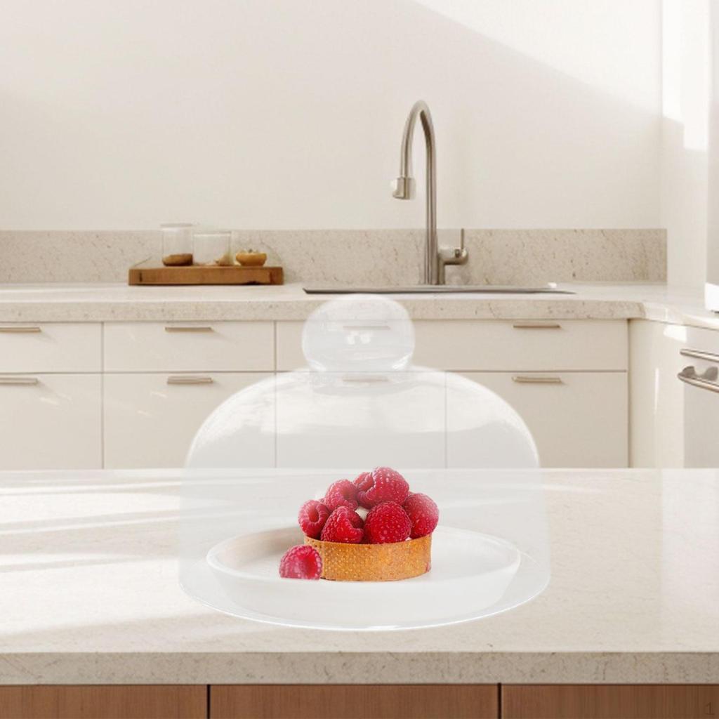 Cake Display Stand with Glass Cover, Food Protection Dome for Events