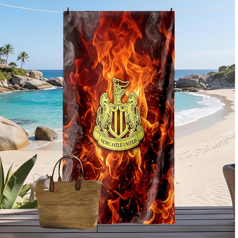 Newcastle United Football Print Beach Towel, Large Soft Quick Dry Towel for Beach Camping Swimming