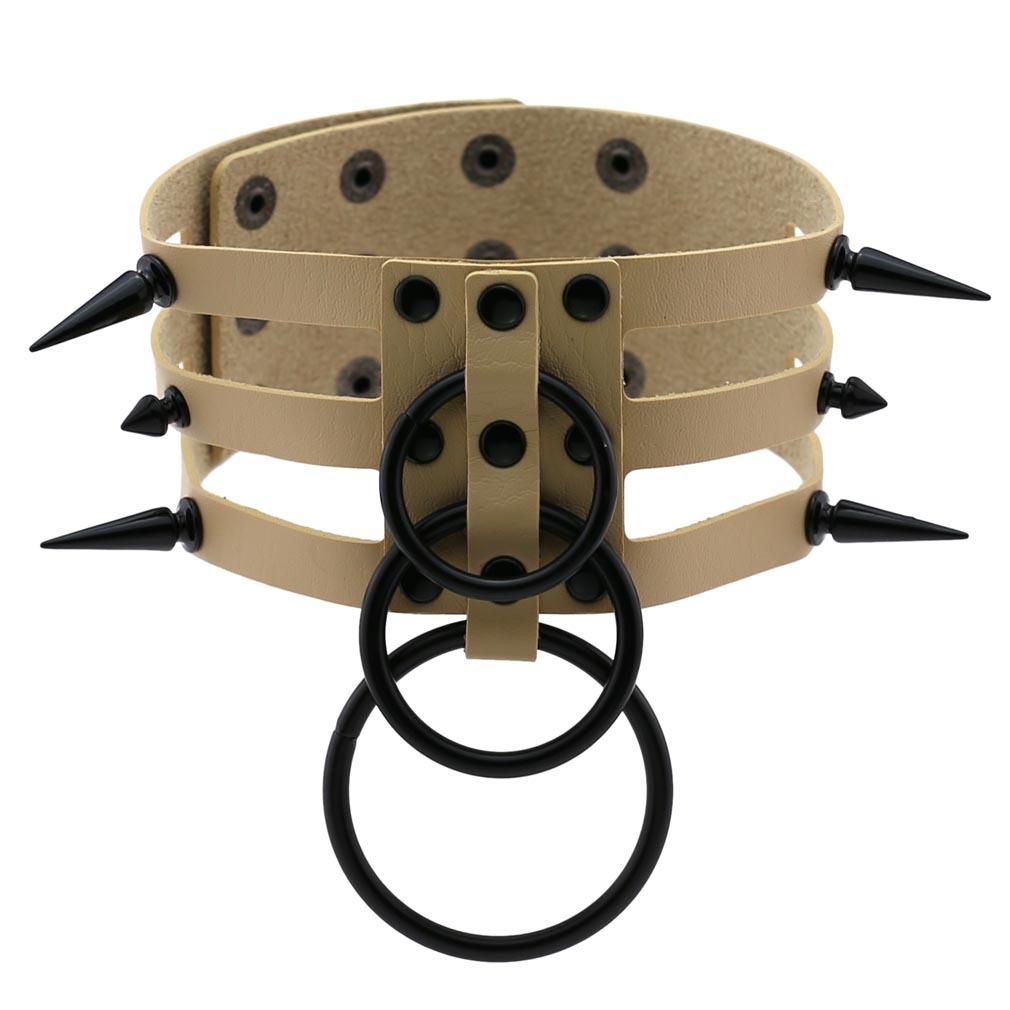 Fashion Women Men Black Rivet Leather Bondage Choker Necklace Punk Circle Spike Goth Collar Harajuku Necklaces Emo Witch Jewelry