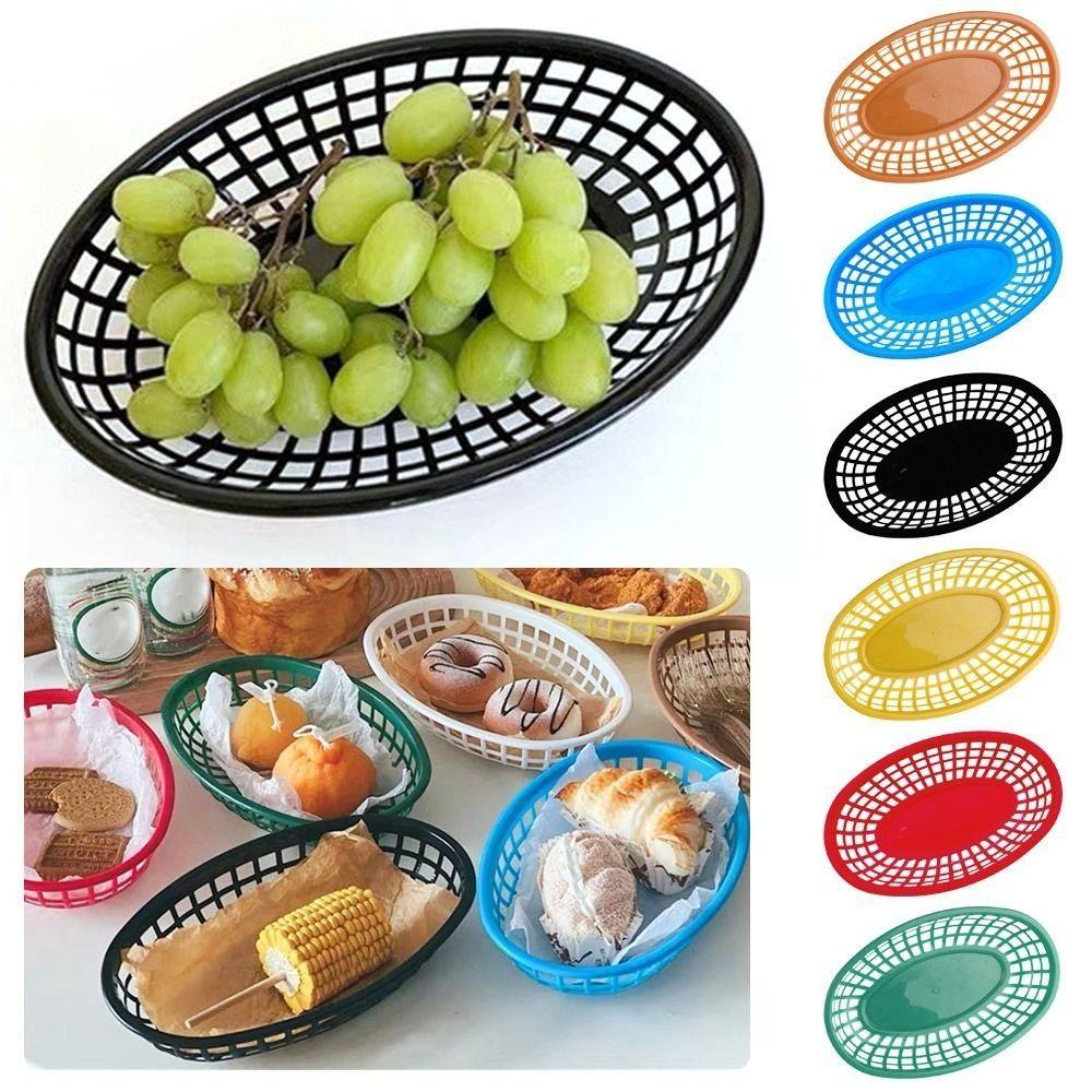 Colorful Food Baskets Plastic Bread Plate Fries Burgers Storage Basket Picnic Plate