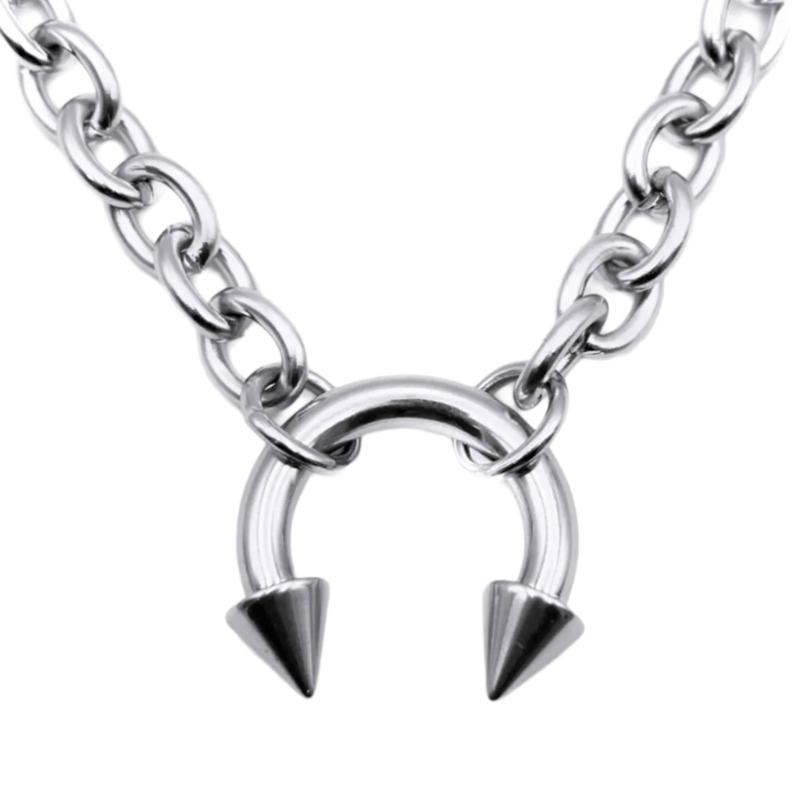 Geometric Nose Clip Collarbone Necklace Stainless Steel Adjustable Neck Chain Jewelry For Club Party Daily Wear