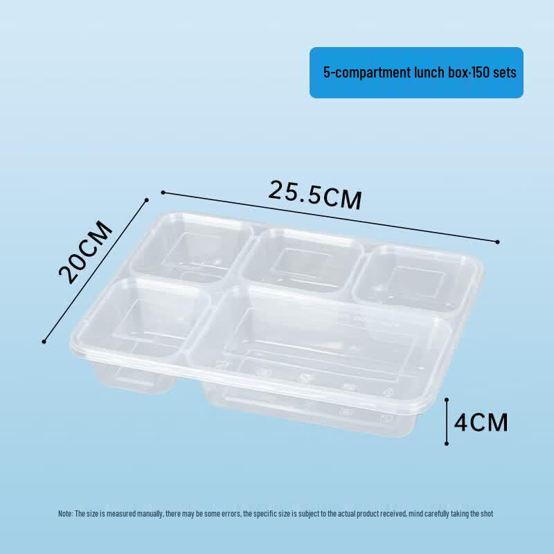NHZHIW 5-Compartment Disposable Plastic Lunch Boxes with Lids