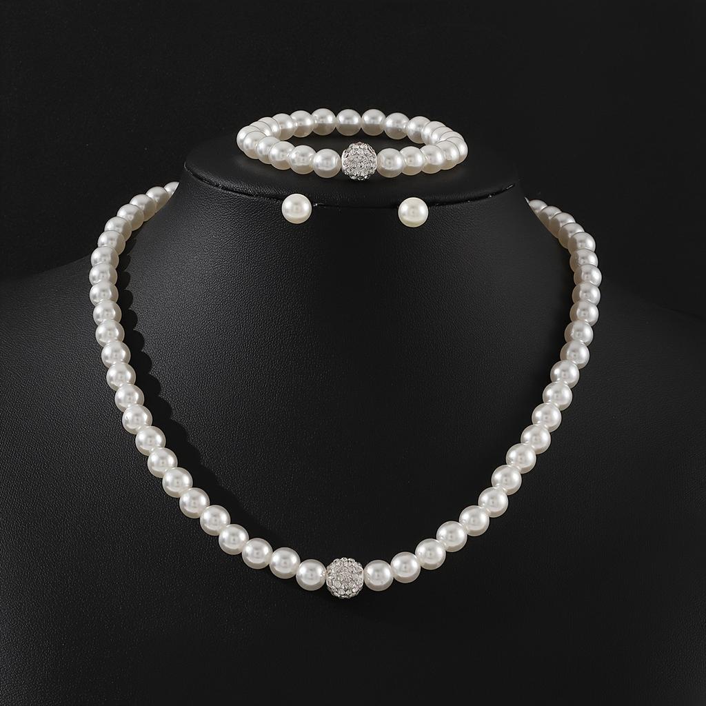 New Popular Jewelry Set Female Personality Versatile Rhinestone Zircon Necklace Earrings Watch Accessories