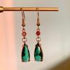 Howl's Moving Castle Inspired Green Crystal Water Drop Earrings