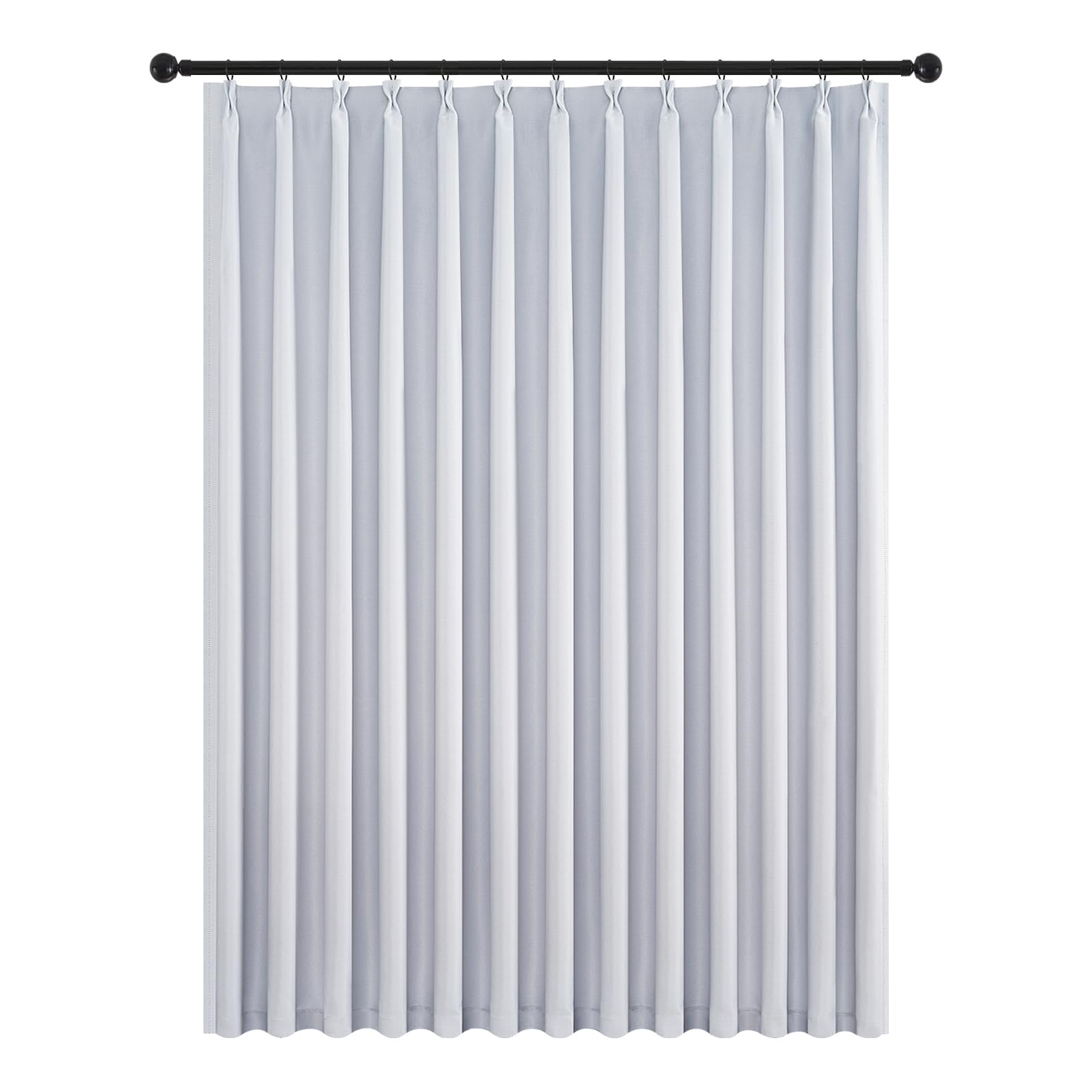 

Topfinel Blackout Curtain, Room Divider, Insulation, Ready-made, 1 Panel, 180cm Wide x 178cm Long, Gray/White, Stylish, Privacy Screen for Doors, Entr