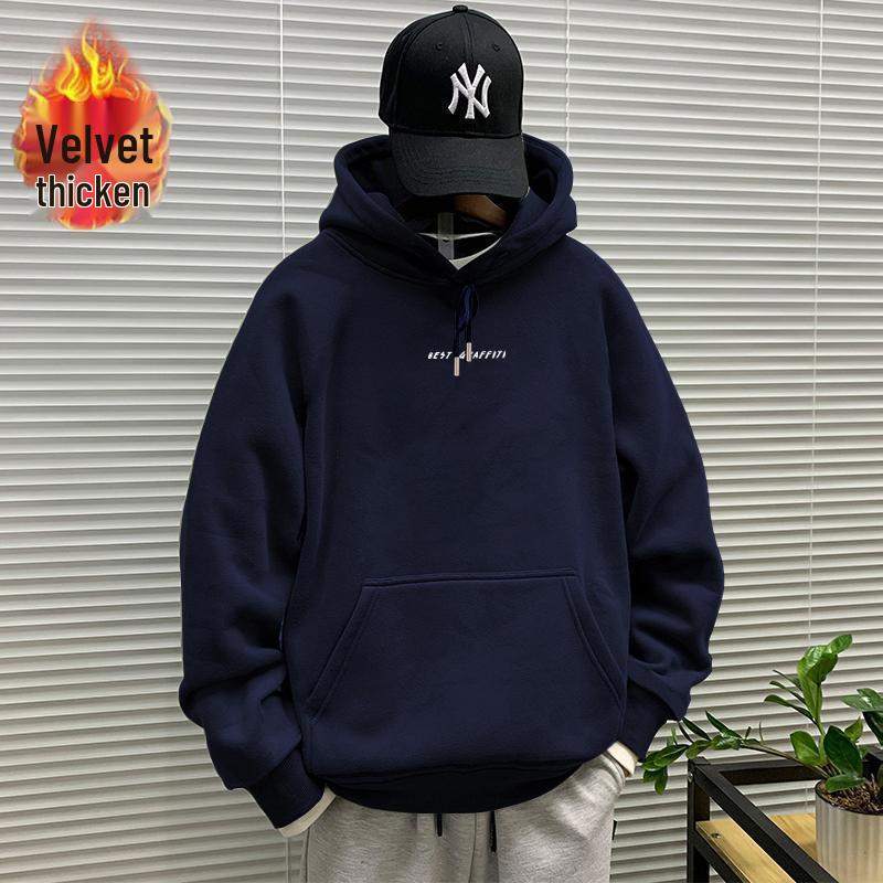 Herbst/Winter Neu Herren Amerikanischer Stil Kapuzenpullover Hoodie mit Samtfutter