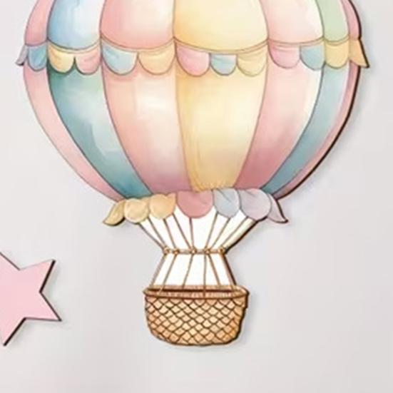 9 Pcs Hot Air Balloon Wall Decor with Clouds Stars Boho Nursery Wooden Wall Sign for Bedroom Classroom Playroom Wall Art