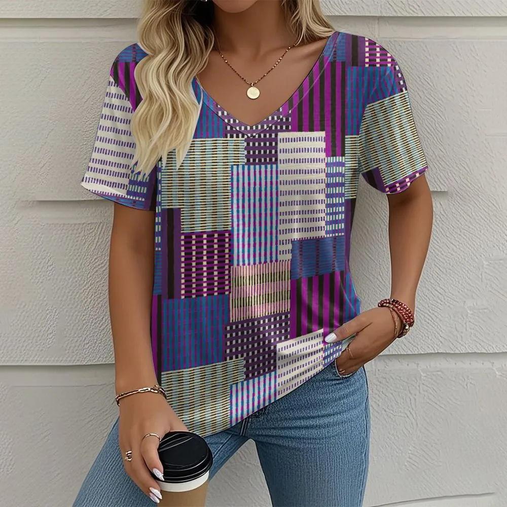 Casual Daily Fashion Women s V-neck Top Short Sleeve Comfortable Breathable T-Shirts Women’s S