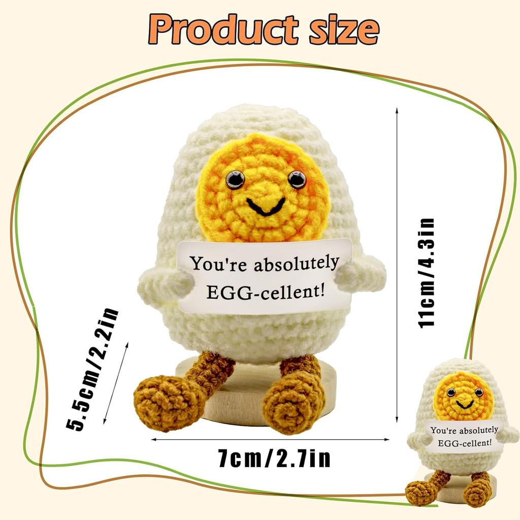 Funny Crochet Positive Energy Egg Doll Home Room Decoration Handmade Knitted Yarn Hug Pocket Egg Dolls with Card Christmas Gifts