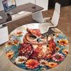 1pc Owl Flowers Round Chair mat office Area Rug - Non-Slip, Floor Mat for Office, Bedroom, and Indoor Decor p127110