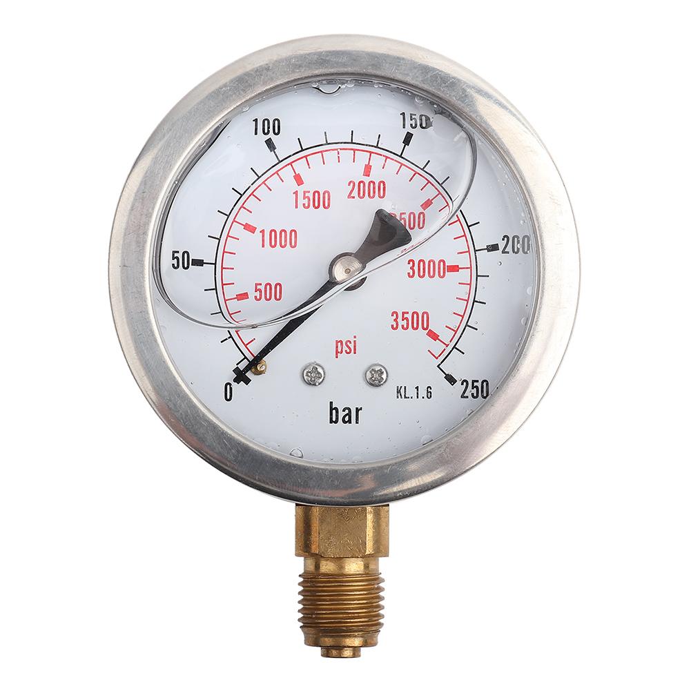 0250Bar 0 3750PSI G14 63mm Dial Hydraulic Water Pressure Gauge Meter