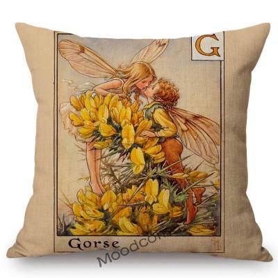 Tarot Alphabet Flower Fairy Baby Nursery Cartoon Art Home Decorative Sofa Throw Pillow Case Lovely Cute Children Cushion Cover