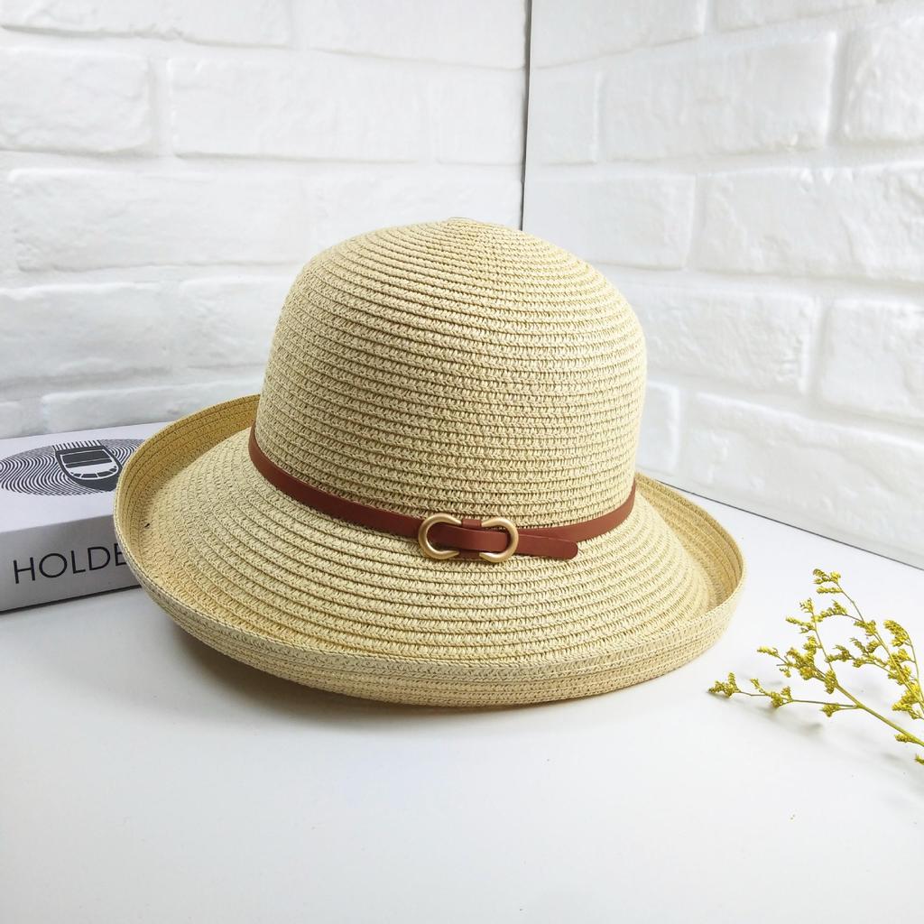 2025 Spring/Summer Women's Versatile Straw Sun Hat with Buckle - Stylish and Sun-Protective
