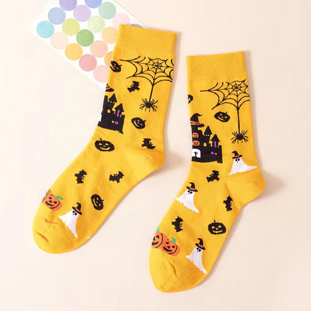 Halloween Mid Calf Socks for Men Women, Breathable Cotton Socks with Wicking, Funny Novelty Design