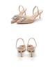 2023 Summer Rhinestone Stiletto Heels: Pointed Toe, Slip-on, Square Buckle, Closed-toe Sandals