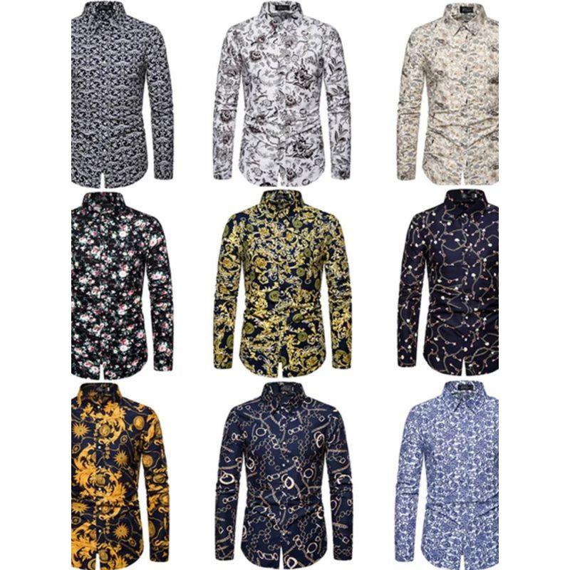 

Vintage Flat Lapel Buckle Long Sleeve Shirt Lapel Button Long Sleeves ML01 L(L)