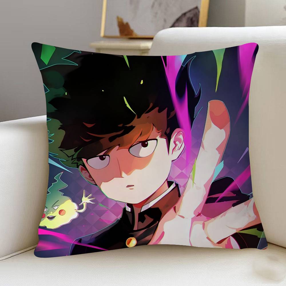 

M-MOB PSYCHO 100 Cartoon Animation Pillow Covers Cartoon Sofa Decorative Home Double-sided Printing Short Plush Cute Cushion 12x12Inch