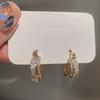 Women's Retro Super Sparkling Zircon Square Exquisite and High-end Double-layer Earrings