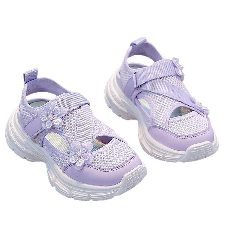 Girls Summer Sport Sandals Closed Toe Beach Shoes Princess Mesh Breathable Anti Slip
